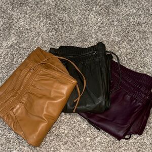 Loft “Leather” Pants Trio - Brown, Green, Burgundy